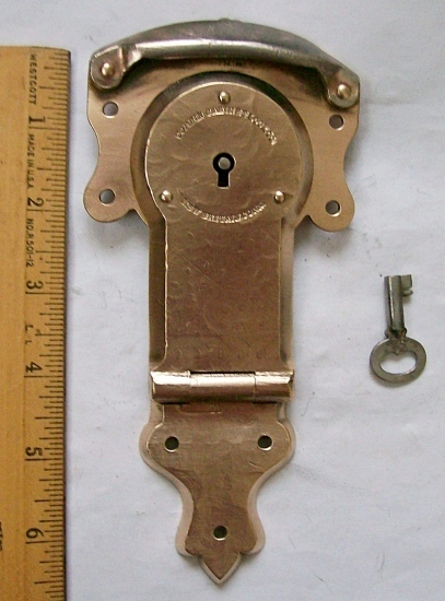 T129 - Brass Corbin Trunk Lock & Key, 1880's